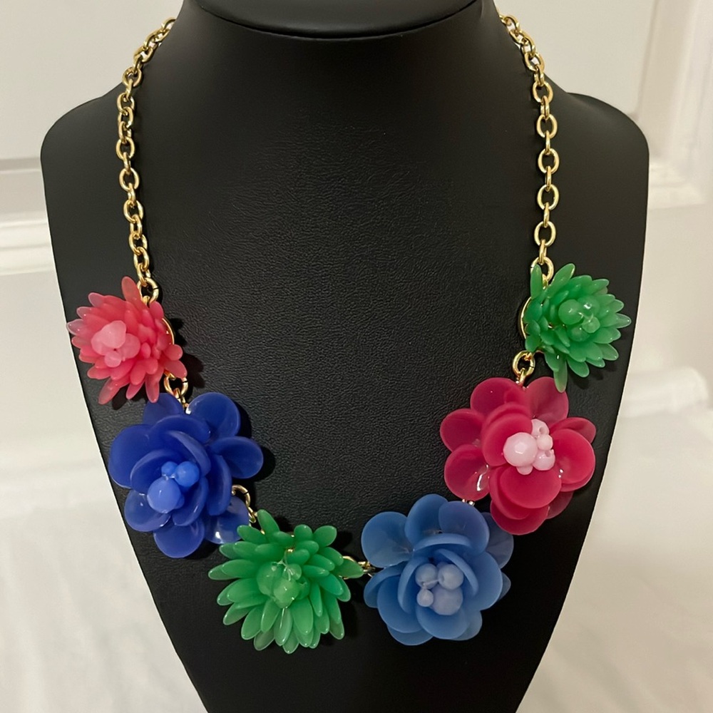 Talbots Mixed Media Flower Statement Necklace